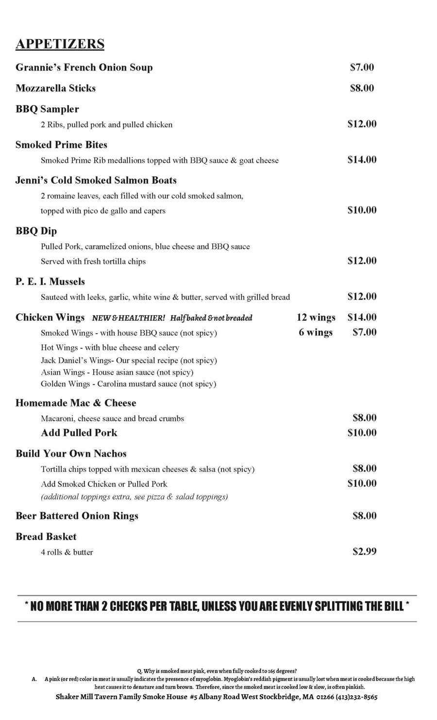 Shaker Mill Tavern Family Smoke House