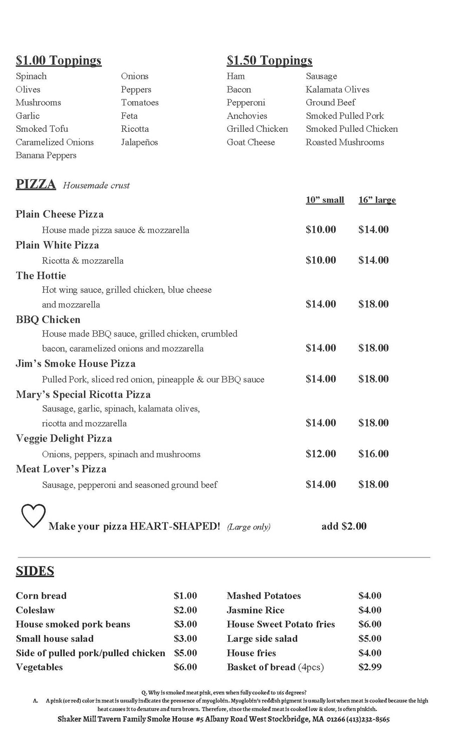 Shaker Mill Tavern Family Smoke House