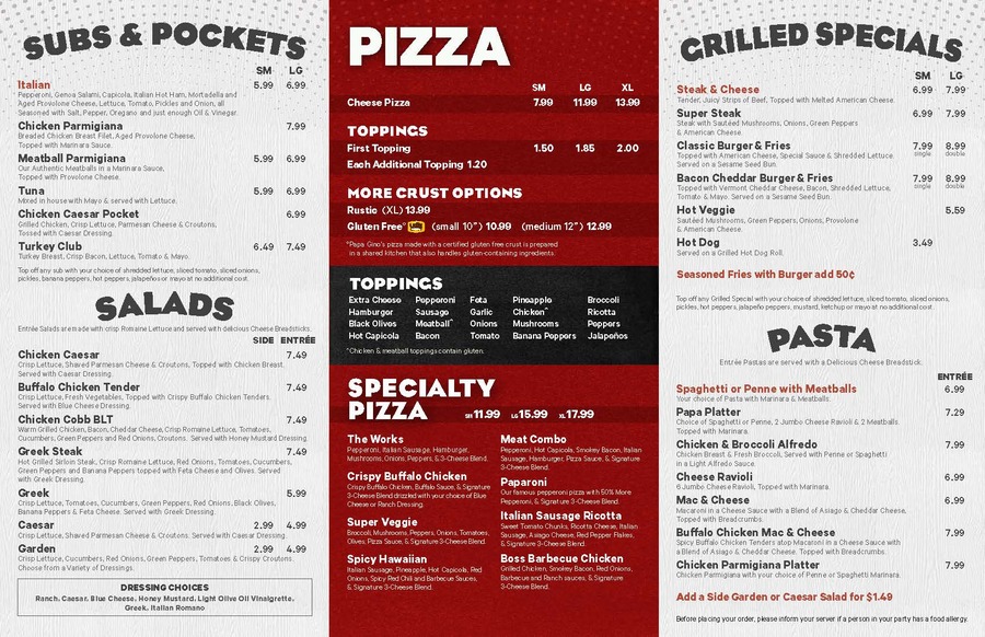 BerkshireMenus.com - Papa Gino's Pizzeria