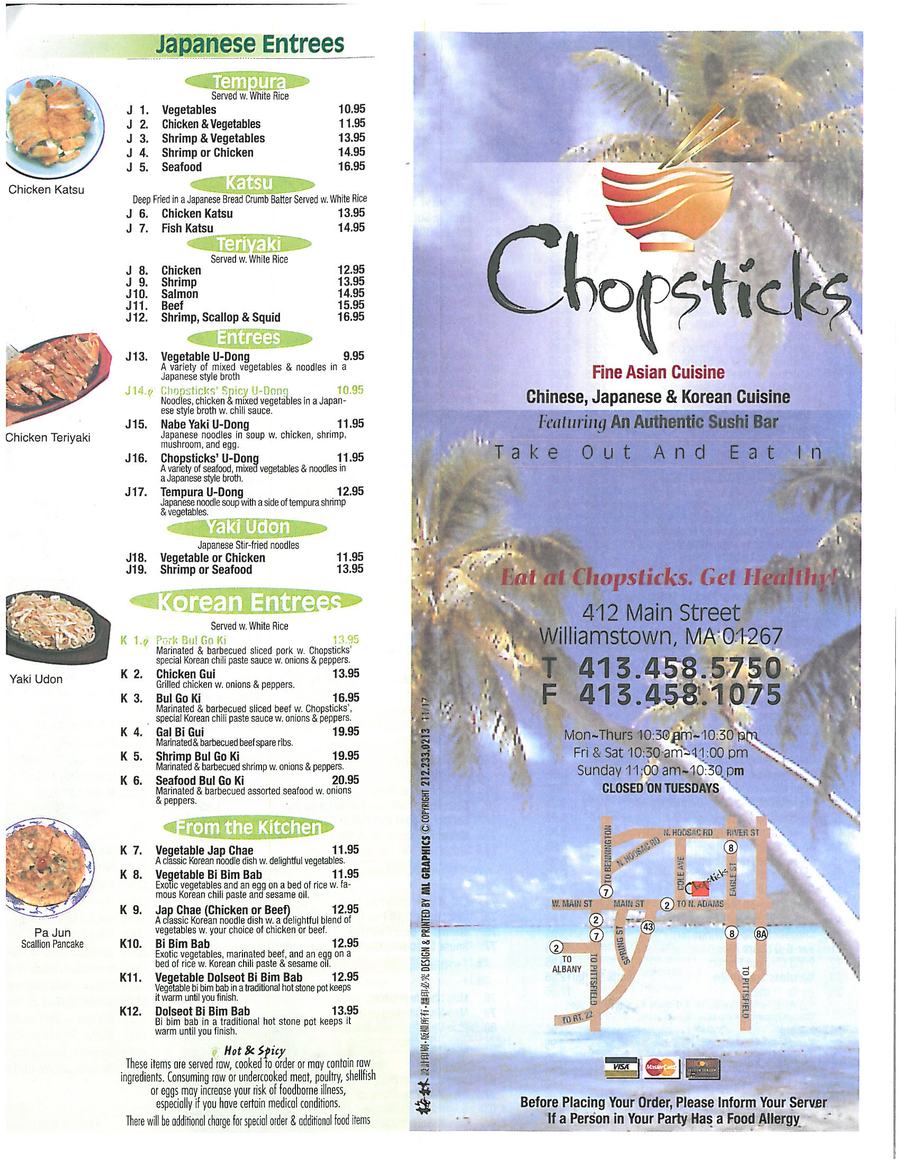 chopsticks chinese restaurant menu