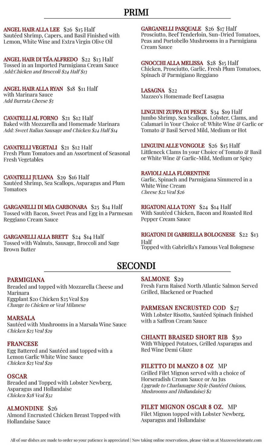 Berkshiremenus.com - Mazzeo's Ristorante